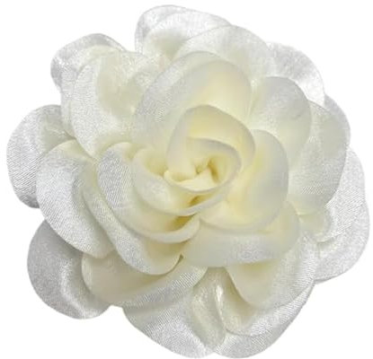 IMINI 120 mm Große Satin-Rosen-Brosche Große Klassische Kamelien Stoff Brosche für Hochzeit Party Tanz Bankett für Frauen Kostümzubehör Schmuckgeschenke (Weiß)