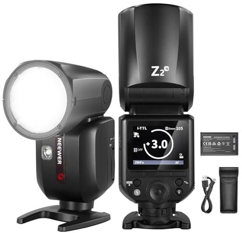 NEEWER Z2-N 2,4G TTL Flash Rundkopf Blitzlicht Speedlite Kompatibel mit Nikon, 76Ws 1/8000s HSS Blitz mit Upgraded UI, 2 Modellierlampen TTL/M Schnell TCM Schalter, 7,2V/3000mAh Akku 600 Voller Blitz