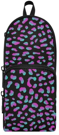 ISAOA Mnsruu Federmäppchen mit großem Fassungsvermögen und mehreren Taschen, Leopardenmuster, Gepardenmuster, Neon-Tasche, Tasche, Schule, Büro, Teenager, Mädchen, Jungen, #27, Einheitsgröße, Hübsch