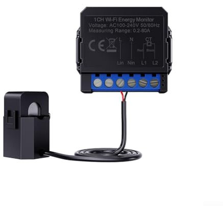 Compteur électrique intelligent, compteur d'énergie WiFi, 80 A App KWh moniteur d'électricité en temps réel/compteur d'automatisation sûre, compteur d'énergie, pour maison intelligente