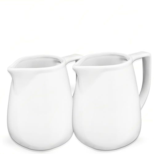 Sicignano | Juego de 2 lecheras grandes de porcelana blanca 460 ml – Ideal para servir grandes cantidades de leche, crema o bebidas – para uso profesional y doméstico
