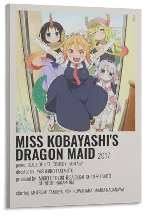 KPOKAHT Anime-Poster Miss Kobayashi's Dragon Maid auf Leinwand, Wandkunst, Bilddrucke, hängende Foto-Dekoration, Heimposter, Kunstwerke, 30 x 45 cm