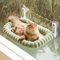 MEWOOFUN Plush Cat Window Hammock Bed Foldable with Removable and Reversible Cat Bed - Cat Window Perch Soft w/Thickened Steel Frame, 4 Powerful Suction Cups Sturdy Hold Up to 18kg (Green, M)