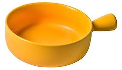 Cabilock plato de ensalada fruteros fruteira baking tray Bandeja para magdalenas tapa sarten parrilla bandeja para hornear con mango doméstico placa para hornear de cerámica redonda Yellow