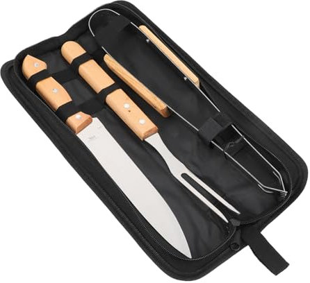 YARNOW 1 Jeu Outils de Barbecue Valise Barbecue extérieur Outils Barbecue ustensiles de Barbecue accesoire Barbecue Coffret The kit BBQ Outils de grillades Pinces en Acier Inoxydable Bois