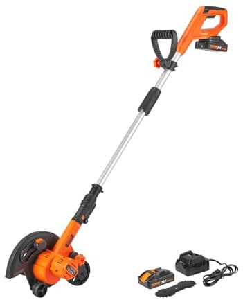 VEVOR - Lawn Edger - 9 Inch Large Blade - 20V Cordless Lawn Tool with 3 Position Blade Depth, Adjustable Handle, with Battery and Charger, for Lawn,