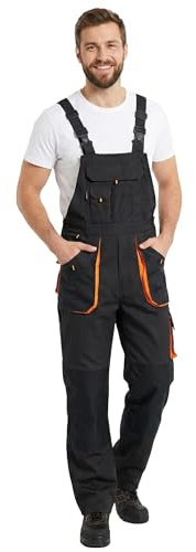 BWOLF Atlas Salopette de travail classique pour homme avec poches multifonctionnelles, gris foncé/orange
