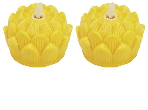 Lotusblüten-Simulationslampe bringen Ruhe in Ihr Zuhause oder Tempel mit diesem einzigartigen Ornament (echtes Gelb)