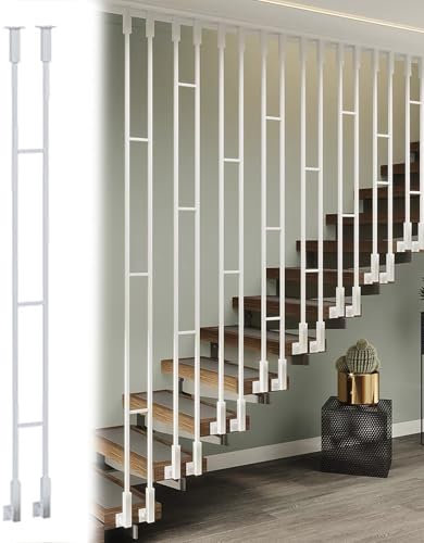 MLYAYE Palo per ringhiera in Metallo per Interni, Bianco, Nero e Oro, a Due File, per soppalco/vano Scale/Villa, balaustre in Ferro battuto Moderne Alte 0,4 m ~ 2,4 Metri(White,H-0.9m/3ft)