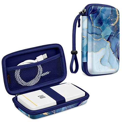FINTIE Tasche für Kodak Fotodrucker, Kodak Mini 2 Retro/Step/Mini 2 HD/Smile/Printomatic, Hartschalen Tragetasche mit Innentasche, Ozean Marmor
