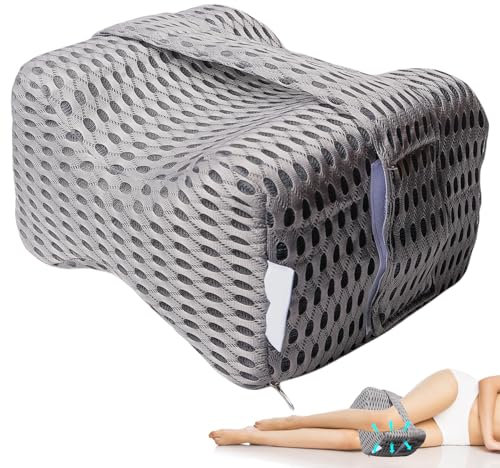 Kniekissen für Seitenschläfer, 26 x 21 x 15 cm Orthopädisches Kniekissen, Schmetterling Memory Foam Beinkissen für Seitenschläfer, Memory Schaum Orthopädisches Kissen, Seitenschläferkissen, Grau