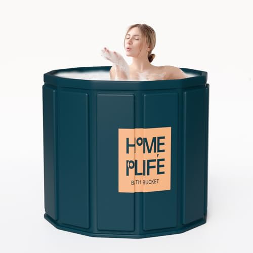 Portable Foldable Bathtub, Soaking Bathtub for Shower and Ice Bath, Home Sauna SPA Bath Tub for, Cold Plunge Tub for Recovery (80 x 65cm)