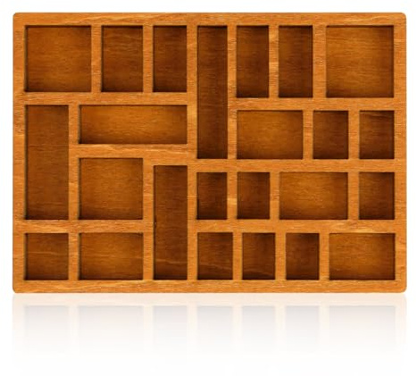 Lotsdonxia Miniatur-Schattenbox aus Holz mit 25 Fächern, Wandmontage, Vitrine für Schmuckstücke, Sammlerstücke, Heimdekoration, Vintage-Stil, Aufbewahrungsregal