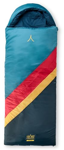 GRAND CANYON Schlafsack Utah 190 Deckenschlafsack – Komfortabler Schlafsack mit Kapuze, Organic Cotton Innenfutter und Rundum-Reißverschluss für Camping und Caravan