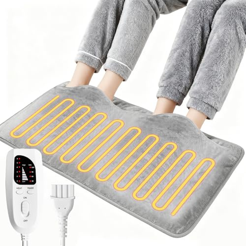 Electric Foot Warmer, 74 * 40cm Heated Foot Warmers, 120W Electric Heated Foot Mat with 6 Levels Temp & 4 Timers, Feet Warmers Rechargeable for Women Men, Washable Heating Pad for Shoulders, Abdomen