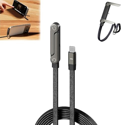 Longgaogao 2-in-1-Ladekabel mit unsichtbarem Ständer, Multi-Ladekabel mit Typ-C-Ständer, 240 W Schnellladekabel, 1,5 m, für Smartphones, Tablets, Laptops und Gaming-Geräte (1PCS)