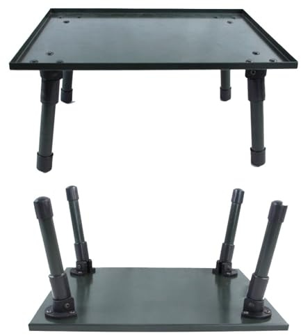 NINMORTH Bivvy Angeltisch, Aluminiumlegierung & ABS, faltbar mit verstellbaren Beinen für Karpfenangler, Grün, 47,5 x 31 x (22,5–32,5 cm)