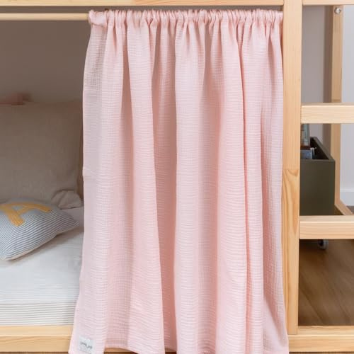 Limmaland Musselin-Vorhang für IKEA KURA Kinderbett - Rosa | 100% Baumwolle, waschbar bei 30°C · weicher Musselin-Stoff · 1x Vorhang, passend zur Vorhangstange