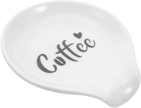 Toyvian Porcelain Spoon Rest for Teaspoons Ceramic Coffee Spoon Holder for Kitchen and Cafe Use Small Rest for Stirring Utensils Keeps Surfaces Clean 3.94 X 3.54 X 0.39 in
