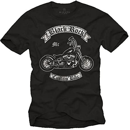 MAKAYA Biker T Shirt for Men Custom Chopper Black XL