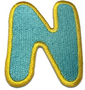 Komplettes Alphabet einzeln auswählbar - Aufnäher, Bügelbild, Aufbügler, Applikationen, Patches, Flicken, zum aufbügeln, Größe:, Alphabet/Buchstabe:Buchstabe N - 6.3x4.8cm