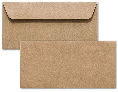 25 Kraftpapier Umschläge DIN Lang - Braun ÖKO Vintage- Haftklebung 11,4 x 22,9 cm - Briefumschläge ohne Fenster aus Recycling Papier - Vintage Kuvert aus 100% naturbelassenem Material