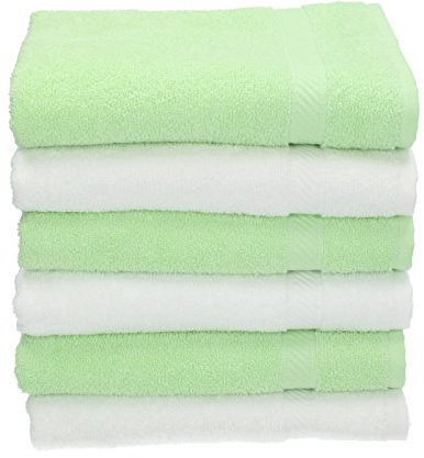 Betz 6 Stück Handtücher Palermo 100% Baumwolle Handtuch-Set Farbe weiß und grün