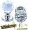 G Decor Crystal Round Clear Glass Mortice Door Knob Set with Silver Chrome Glass Mortice Interior, Home Improvement Accessories, Bedroom Bathroom Kitchen Door Handles Knobs (Pair)