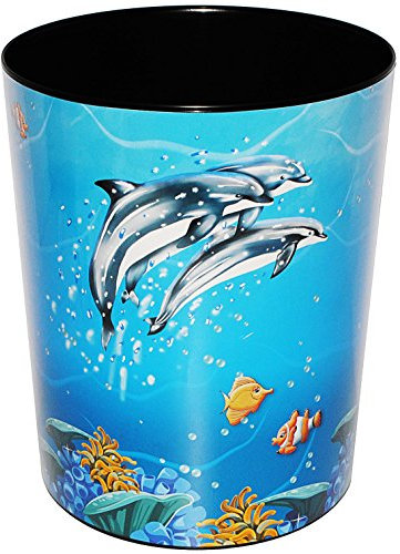 alles-meine.de GmbH Papierkorb/Behälter - Delfine & Fische - Unterwasserwelt - aus Kunststoff - Mülleimer/Eimer - Aufbewahrungsbox für Kinder/Büro - Mädchen & Jungen - ..