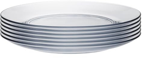 Duralex LYS - Juego de Platos Llanos - Cristal Templado Resistente al Calor - 23,5 cm - Pack de 12
