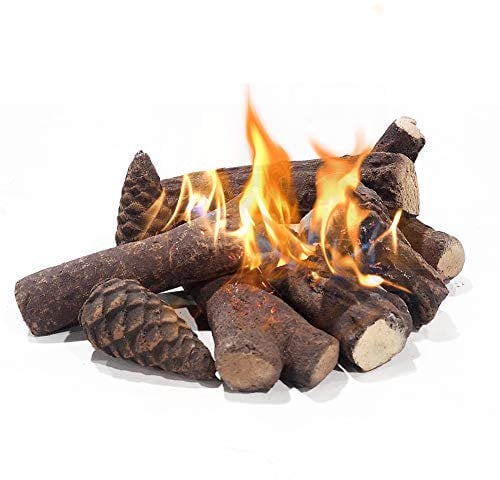 Juego de Troncos de cerámica para Chimenea de etanol de Gas, Madera de Pino Hecha a Mano para Uso en Interiores,Bioetanol Tronco Ceramica Chimenea