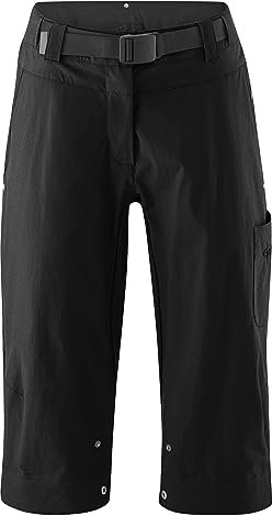 Gonso Ruth 3/4, Damen Fahrradhose 3/4, 2in1 Bikeshorts, Einknöpfbare Radunterhose mit Relax Gel Comfort Sitzpolster, Wasser- und fleckabweisend, Weite Passform, PFC-Frei Schwarz,Gr.50