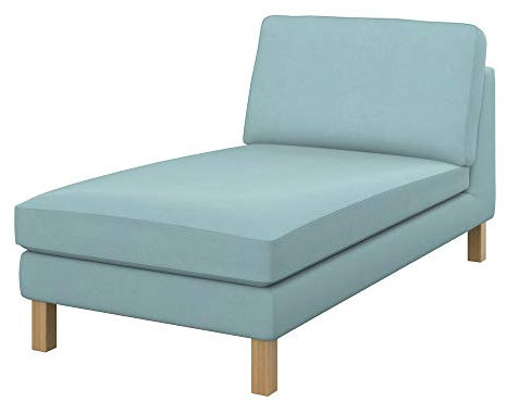 Soferia Kompatible Ersatzbezug fur KARLSTAD Freistehende Recamiere, Stoff Majestic Velvet Light Blue (FLECKENABWEISEND und WASSERABWEISEND), Blau