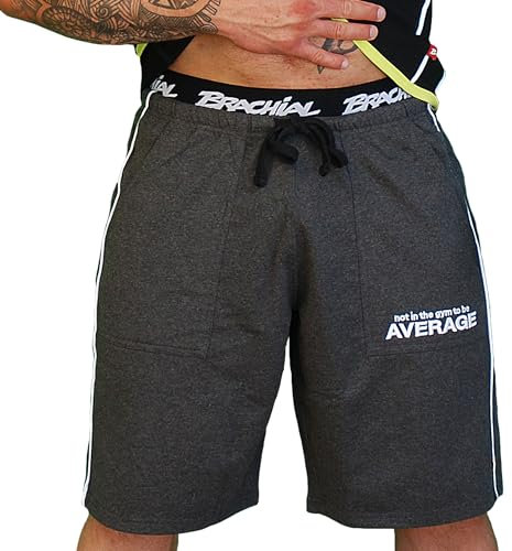 Brachial Premium Herren Kurze Hose Spacy Graumeliert S - Short Trainingshose für Fitness Bodybuilding Kraftsport Gym
