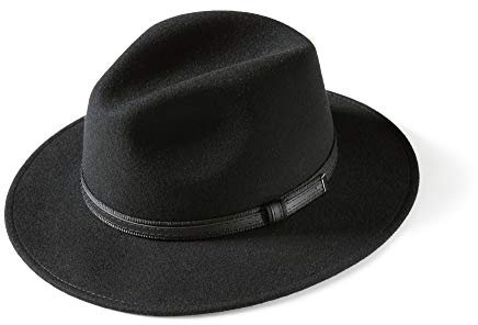 MGO Leisure Wear Wood Felt Hat, sehr schöne hochwertige Filzhut aus 100% Wolle. Hut Faltbar und wasserabweisend. An der Innenseite mit Baumwollband verarbeitet. Für Damen und Herren, Farbe Schwarz.