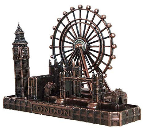 SUPERPOWER® Metall UK London Tower Bridge Big Ben Glockenturm Das London Eye Kapitol Architektonisch Modell Skulpturen, Vintage Wohnzimmer Wohnkultur Kunstsammlung Sammlerfiguren Statuen, Rotes Kupfer