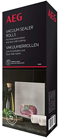 AEG AVSR1 Vakuumierrollen (Kühl- und gefrierschranktauglich, Frischhalten, Konservieren, Kochen, Sous-Vide-Garen, 7-Lagen, reißfest, individuell zuschneidbar, -30°C bis 110°C, transparent)