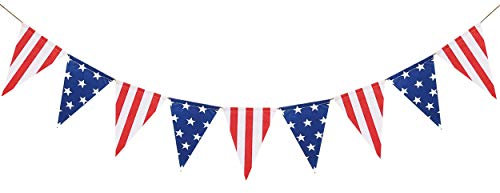 FAKTOM Wimpelkette, amerikanische Sterne und Streifen, Wimpelkette, USA-Dreiecks-Banner, patriotische Party-Dekoration für den 4. Juli Unabhängigkeitstag