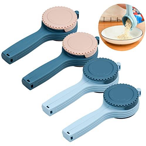 Winfred 4 Pcs Fermeture Sachet Alimentaire, Clips d'Étanchéité Alimentaire en Plastique pour Stockage des Aliments pour Lait en Poudre, Gruau, Fruit Sec, Assaisonnement