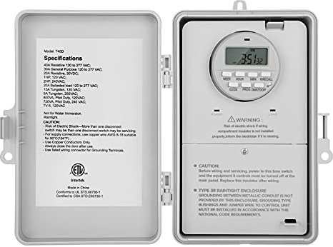 Suraielec Pool Timer, 7 Tage Programmierbare Digital Box Timer Schalter, 40 Ampere, 2 PS, 120, 240, 277 VAC, Wasserheizung, leistungsstarke Geräte