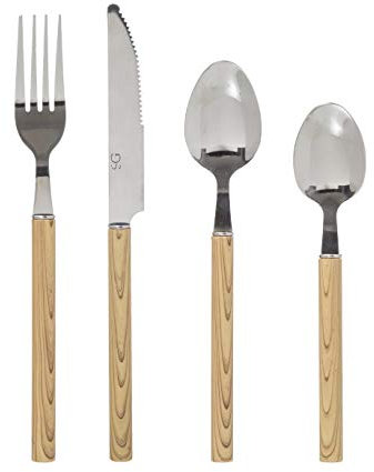 Secret de gourmet - Ménagère 24 Pièces Couverts en INOX Manche Aspect Bois
