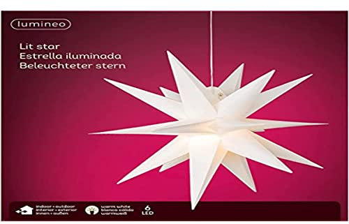 LED 3D Stern Batterie Timer Adventsstern Weihnachten Deko Ø 30 cm / 60 cm (Weiß, 40 cm)