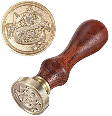 Anawakia Siegelstempel Vintage-Stil Wachs Siegelstempel Siegel Set A-Z Dekorativer Siegel Petschaft Holzgriff Brief 26 Buchstaben DIY Holz Wachs Siegel Stempel 1 Stück (S)