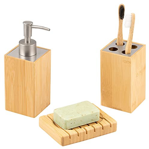 bremermann Ensemble d'accessoires de salle de bain 3 pièces en bambou