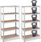 Relaxdays 2 scaffali per carichi pesanti, altezza 180 x 90 x 45 cm, portata 1325 kg, 5 livelli, dispensa, cantina e garage, acciaio, MDF, zincato