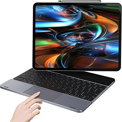 doqo Tastaturabdeckung mit Trackpad kompatibel mit iPad Pro 2021 5. Gen/2020 4. Gen/2018-3 Gen (Aluminium, Space Grau)