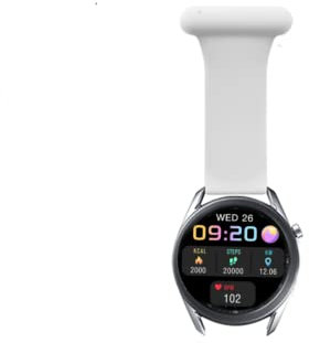 Smart Fob Watch for Android iOS Wristwatch with Fob Strap, Nurse Watch ,Silicone Pin fob Fitness Sport Tracker iP67 Waterproof Smartwatch with Heart Rate Monitor,Pedometer,Sleep Tracker (White)