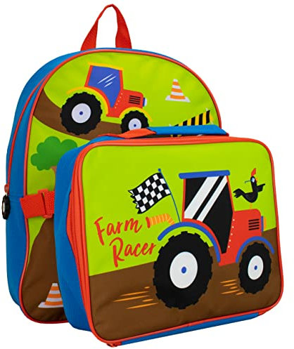 Harry Bear Niños Mochila y Bolsa de Almuerzo Multicolor Tractor