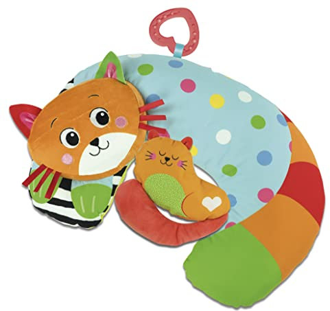 Clementoni - Kitty Cat Pillow-Kissen zur Unterstützung von Muskelaufbau und Knabbern, Tummy Time Neugeborenen-100% waschbar, Mehrfarbig, 17800