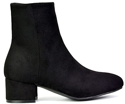 ESSEX GLAM Womens Low Heel Ankle Boots Ladies Western Chelsea Formal Booties Shoes Size 3-8